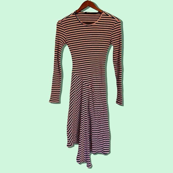 BNWT Urban Outfitters Premium - Striped Knit Dress with Asymmetrical Skirt - M - Picture 1 of 6